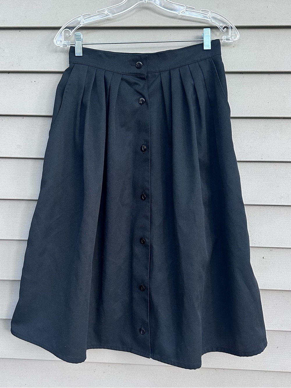 Vintage button front skirt black 28” waist